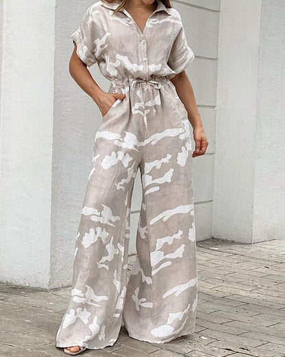 Combinaison tendance avec col polo imprimé