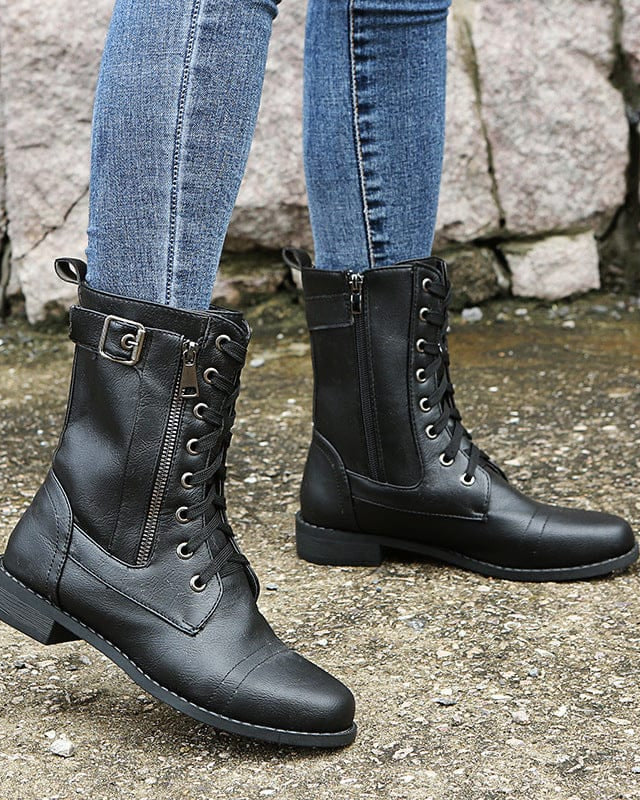 Bottes orthopédiques à bout rond et fermeture éclair latérale pour femmes