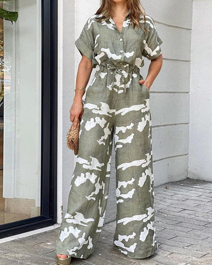 Combinaison tendance avec col polo imprimé