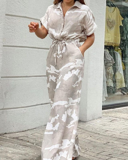 Combinaison tendance avec col polo imprimé