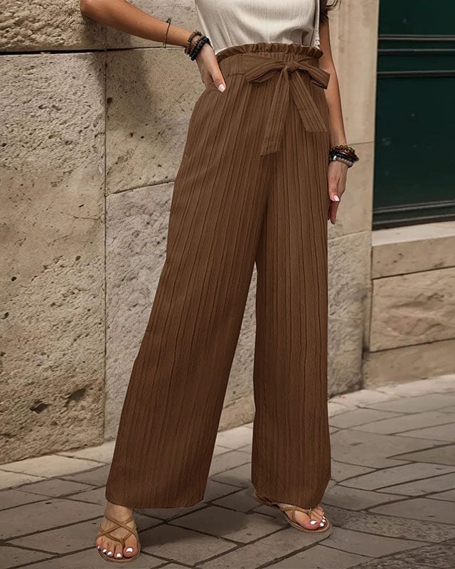 Pantalon élastique noué en feuille de lotus